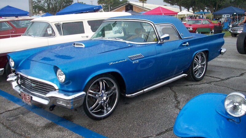Blue Classic Car — Outdoor, Afternoon, Photograph, Car Show, Tents, Other Cars, People