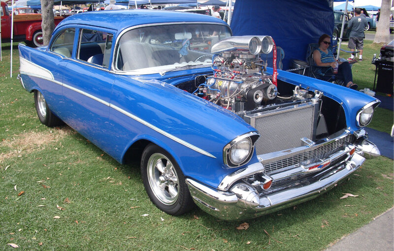 Blue Classic Car — Outdoor, Afternoon, Photograph, Person