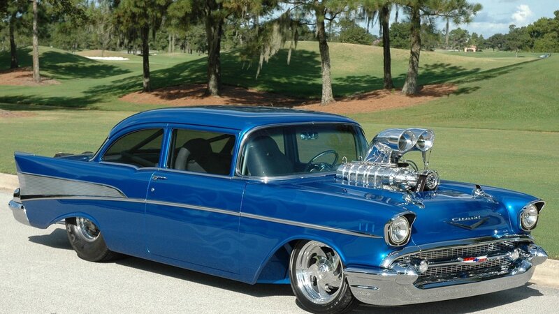 Blue Classic Car — Serene, Afternoon, Photograph, Trees