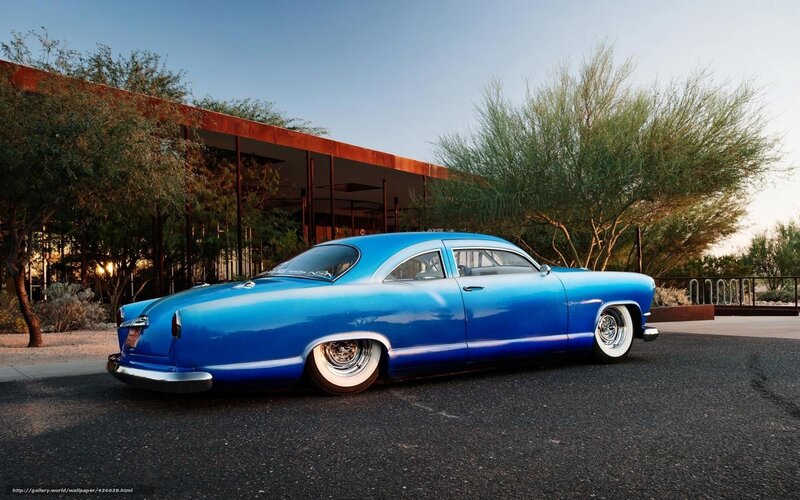 Blue Classic Car — Serene, Sunset, Photograph, Building
