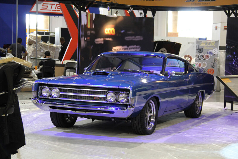 Blue Classic Car — Showroom, Photograph