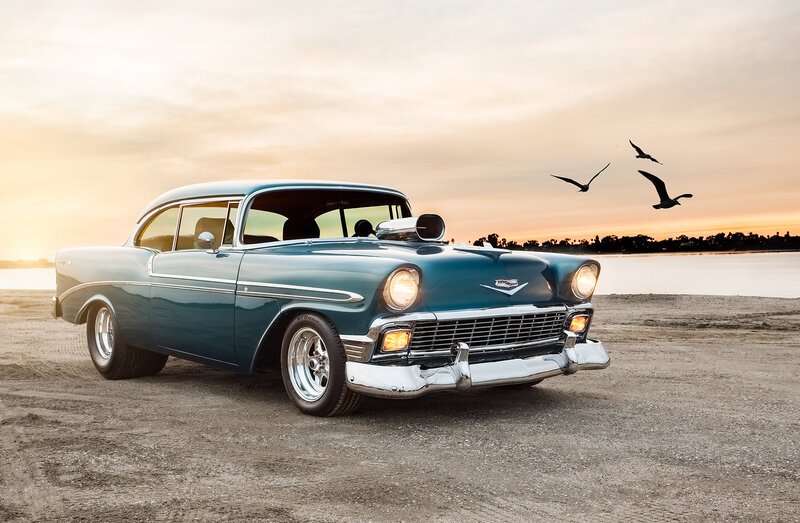 Blue Classic Car — Teal