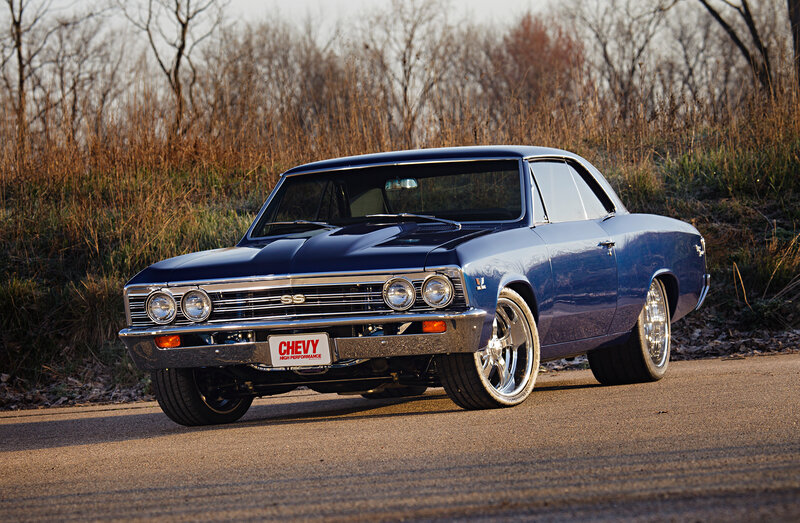 Blue Classic Chevrolet — Dramatic, Sunset