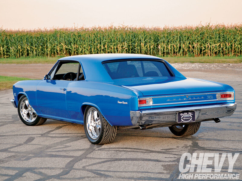 Blue classic chevrolet in cornfield