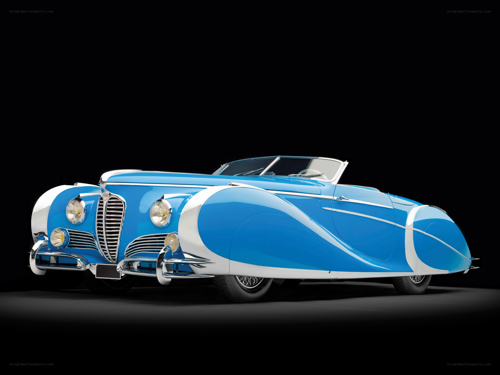 Blue classic convertible car