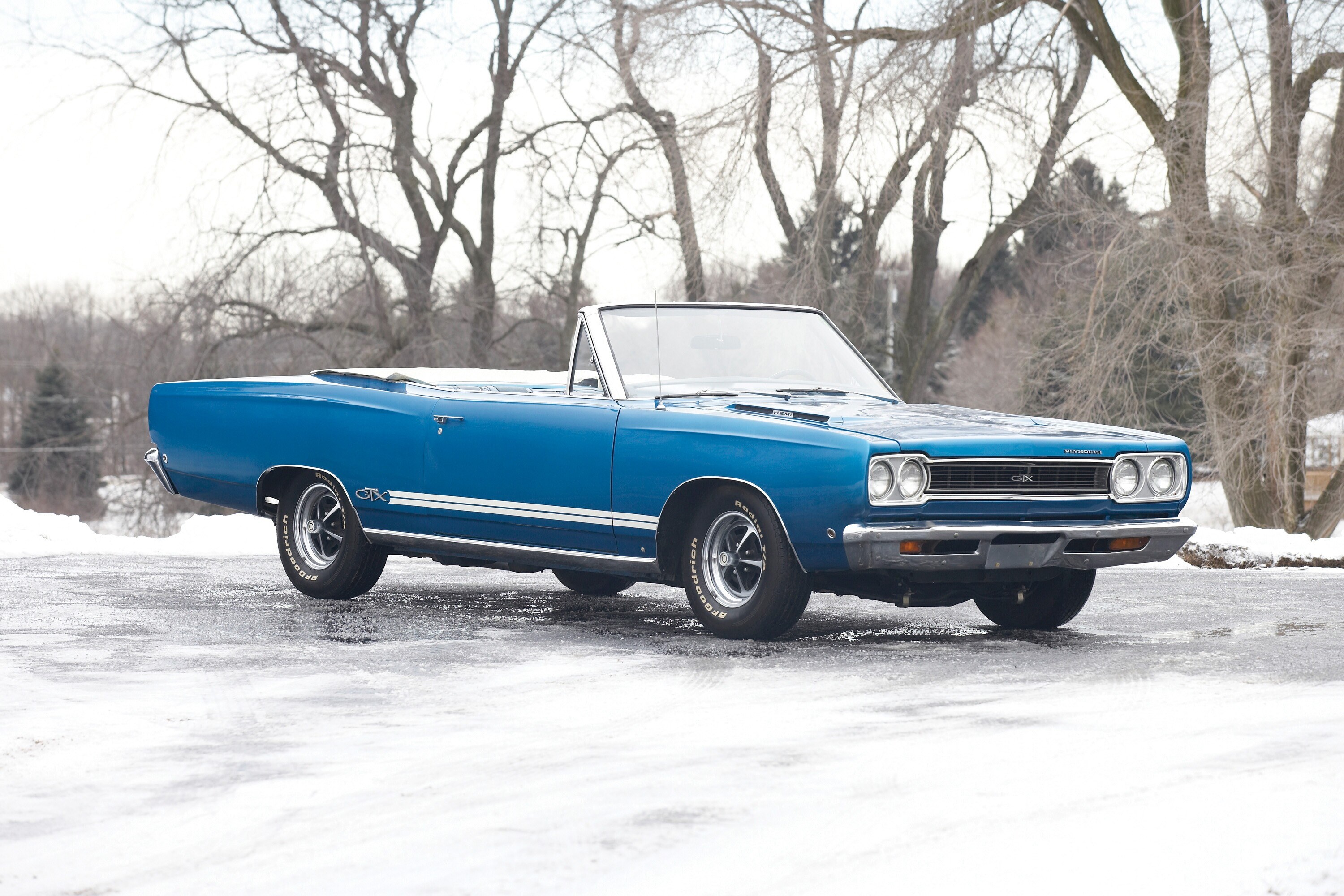 Blue classic convertible car