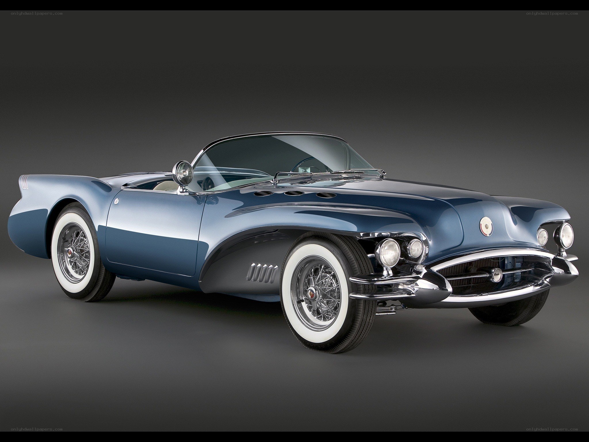 Blue classic convertible car