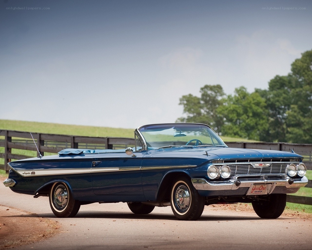 Blue classic convertible car