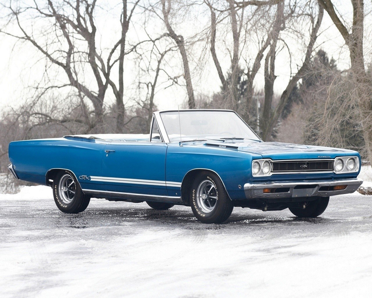 Blue classic convertible car