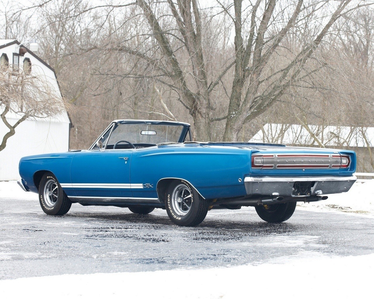 Blue classic convertible car