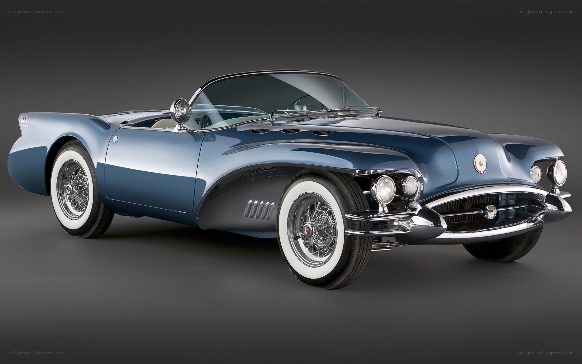 Blue classic convertible car