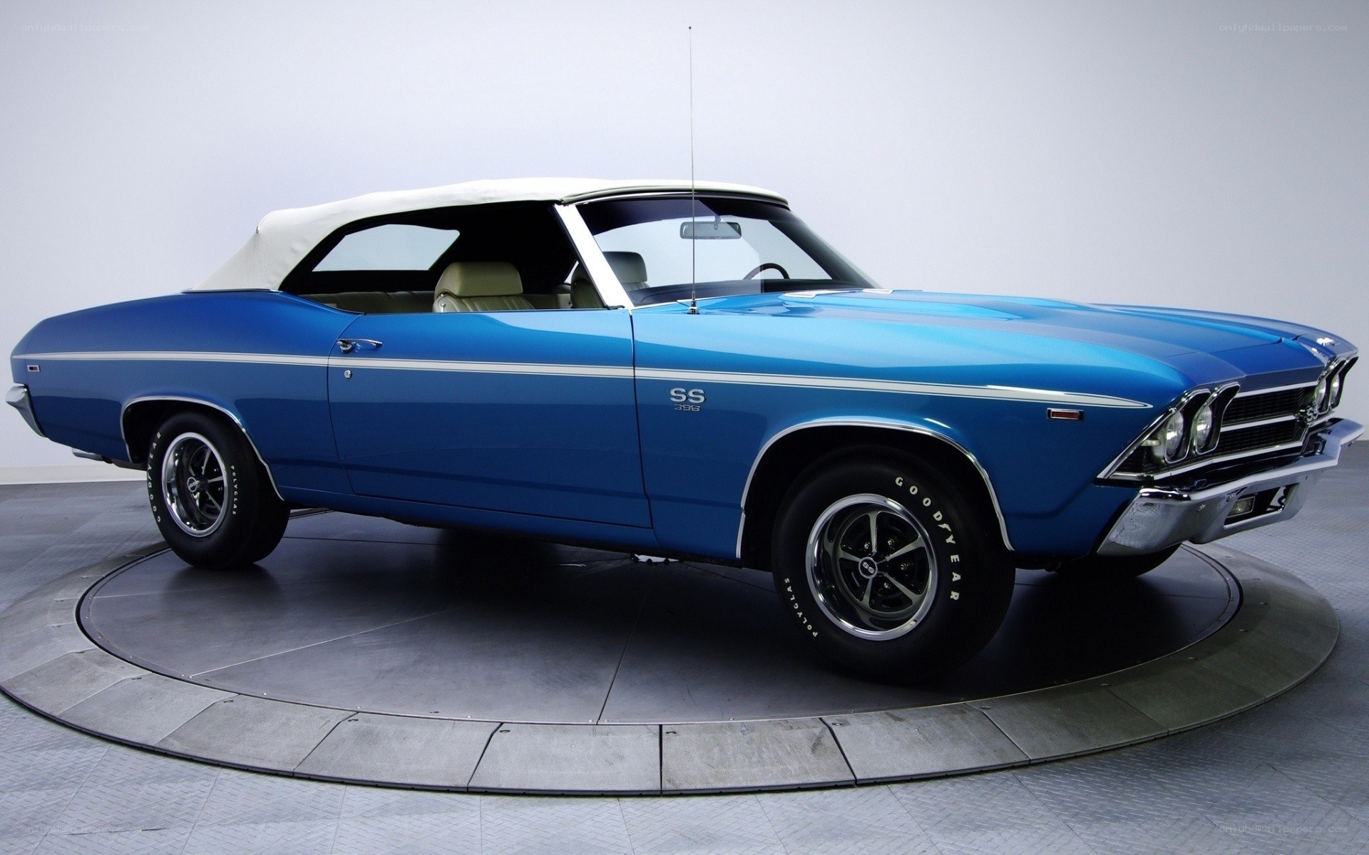 Blue classic convertible car