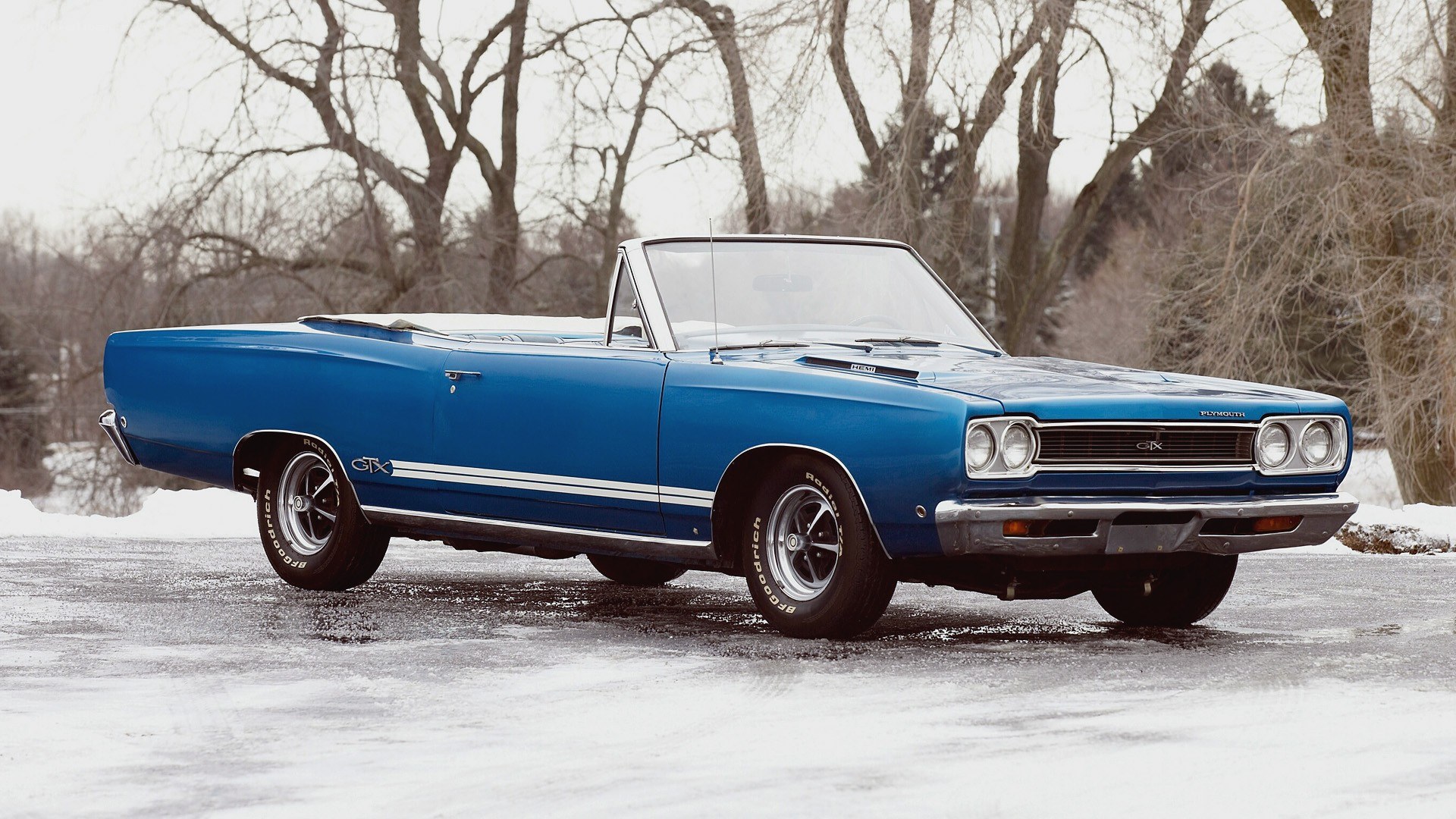 Blue classic convertible car