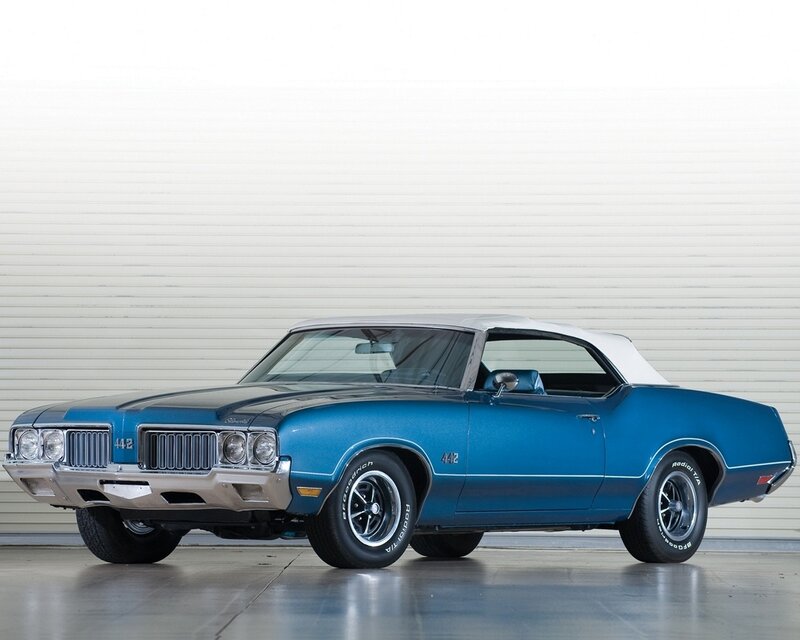 Blue classic convertible car