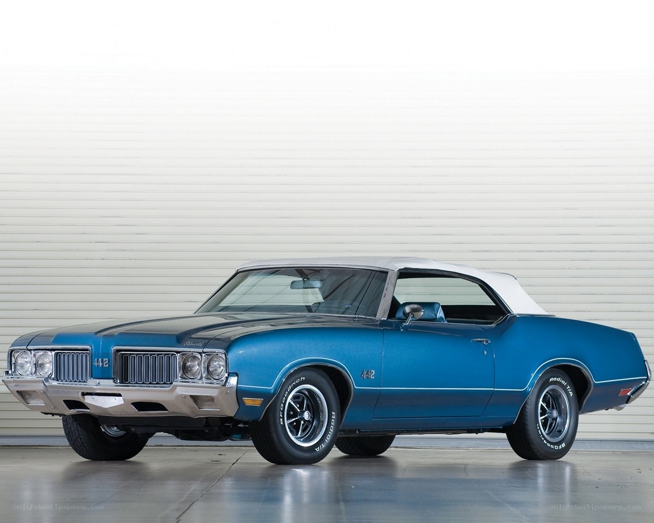 Blue classic convertible car