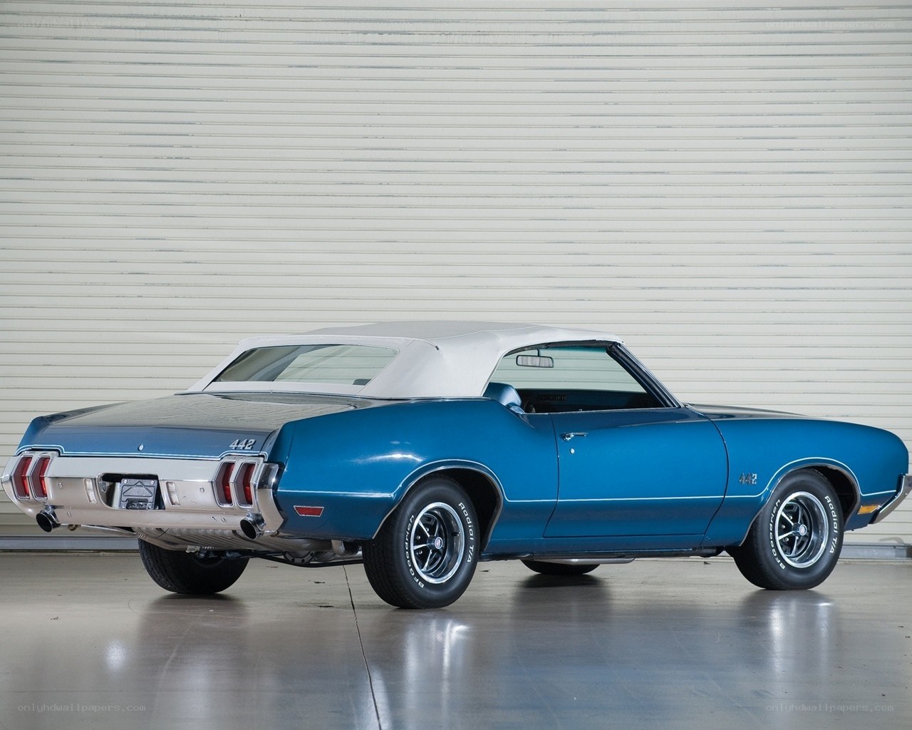 Blue classic convertible car