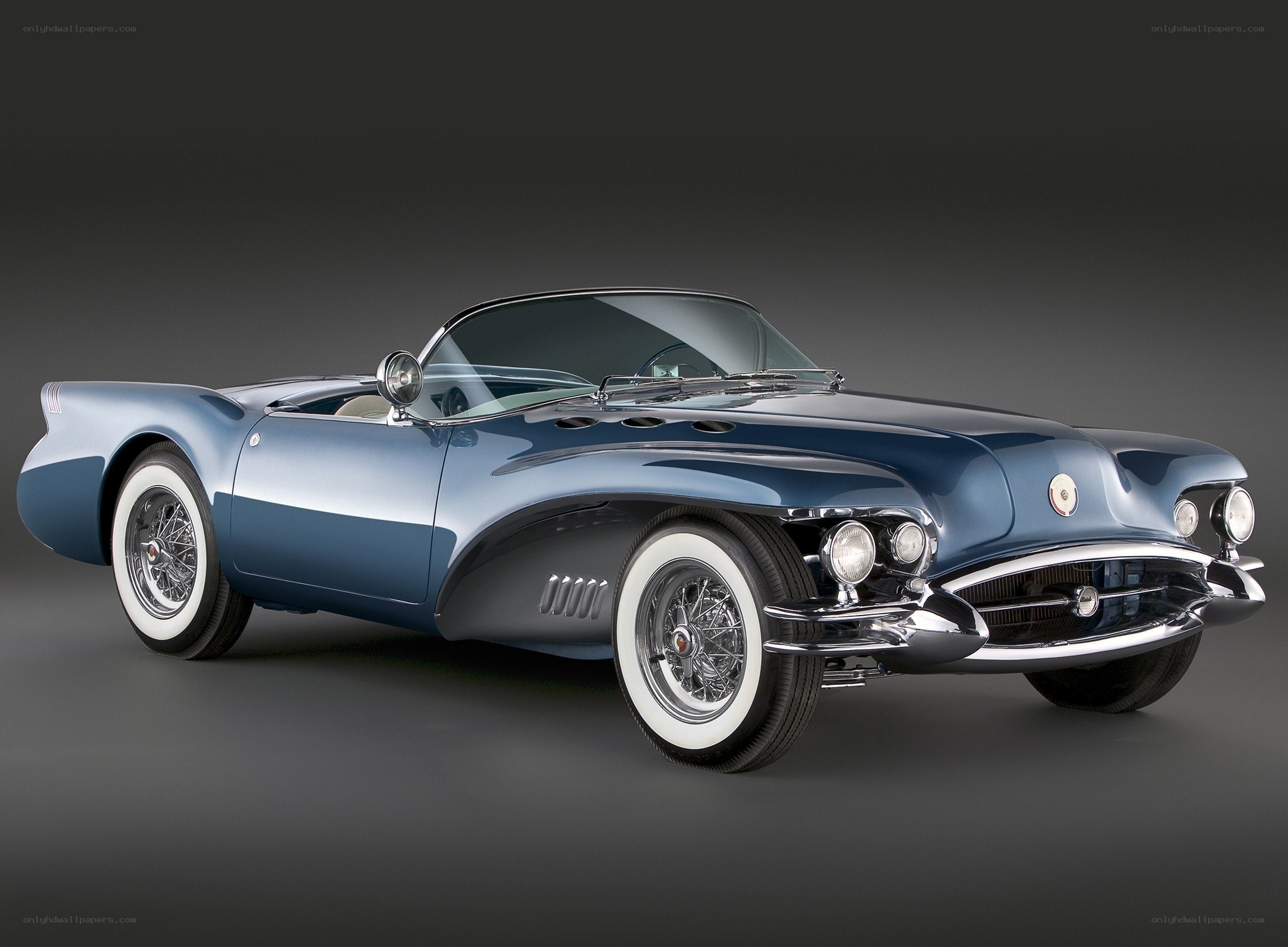 Blue classic convertible car
