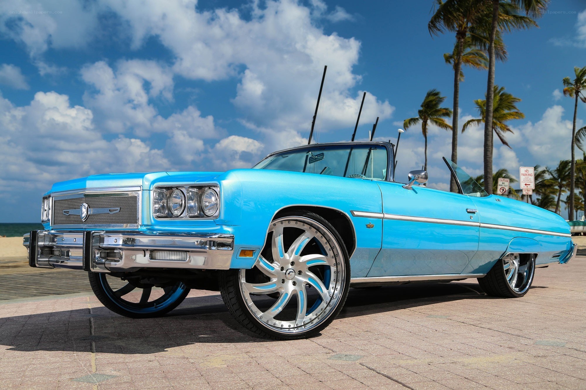 Blue classic convertible car