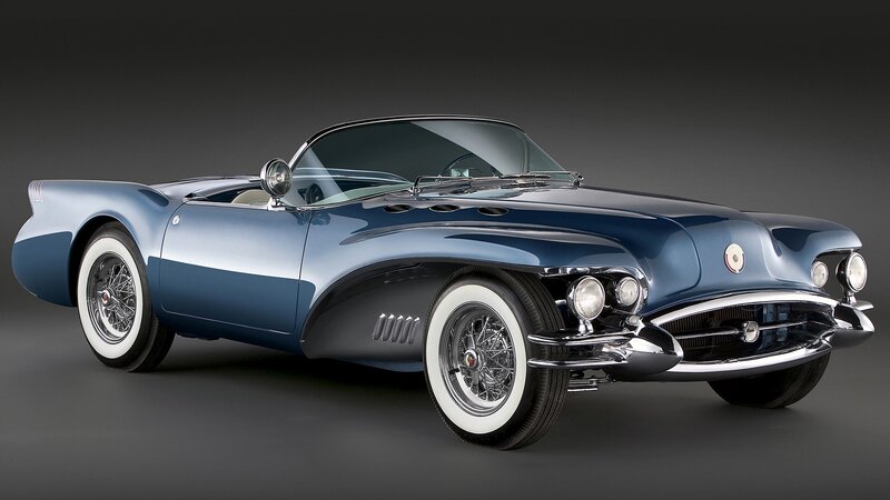 Blue classic convertible car