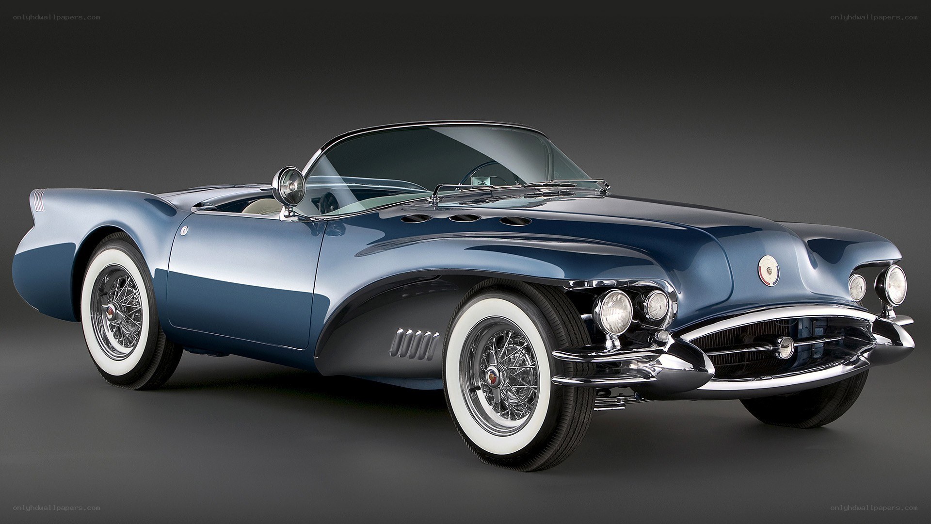 Blue classic convertible car