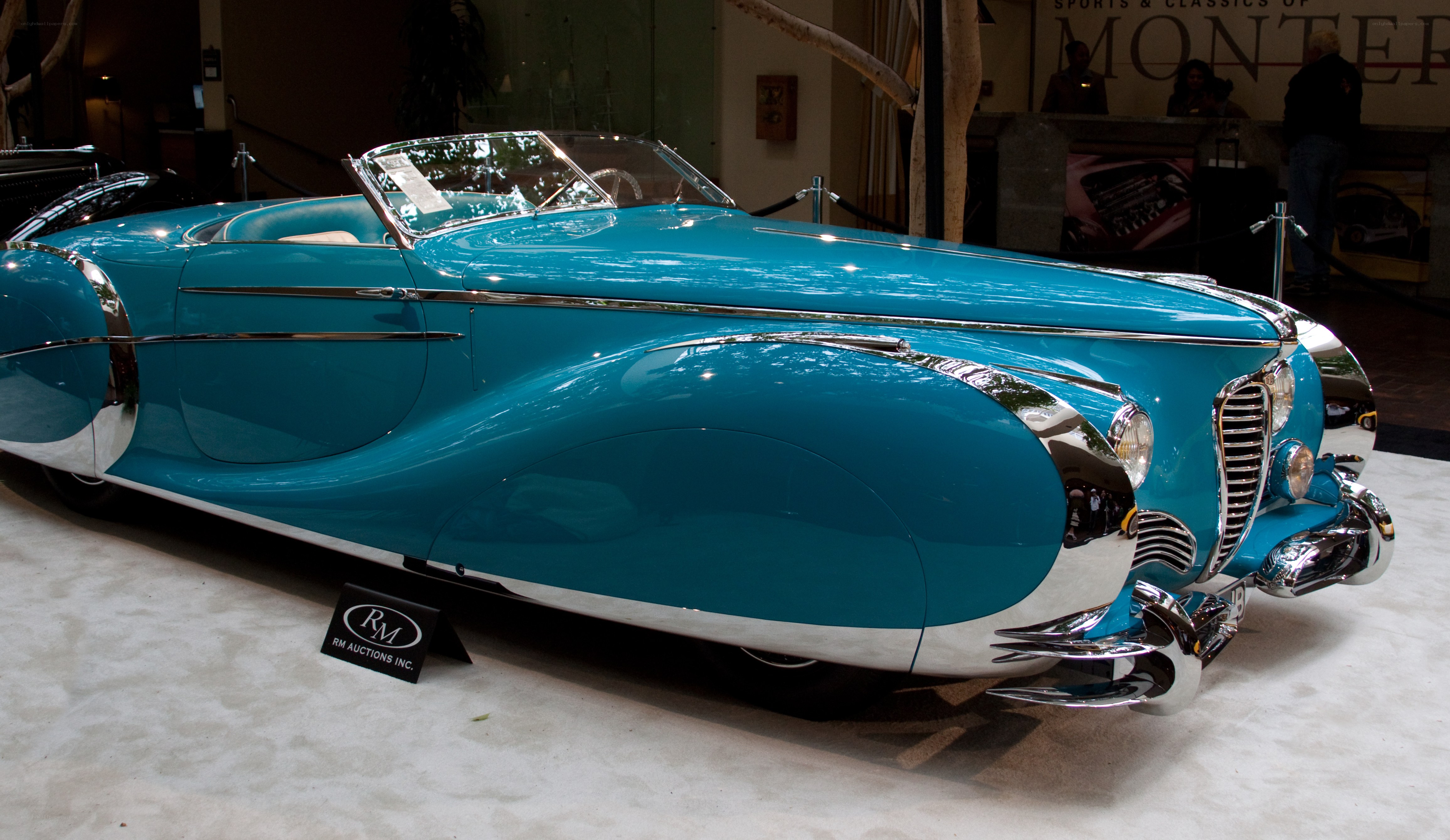 blue classic convertible car