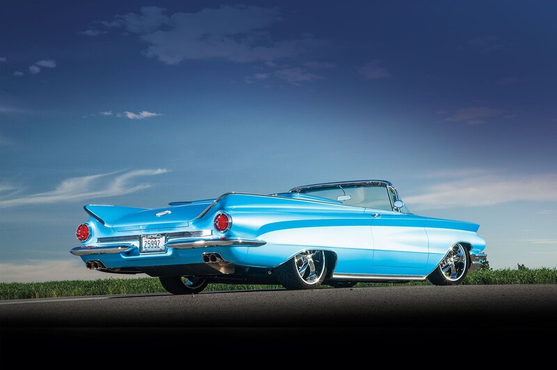 Blue Classic Convertible — Dramatic, Afternoon, Photograph, Car, Road