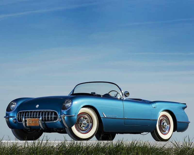 Blue Classic Convertible — Serene, Afternoon, Photograph