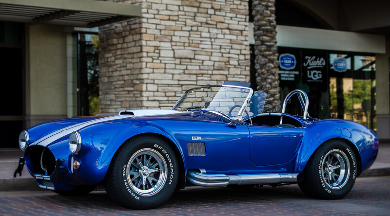 Blue classic convertible sports car