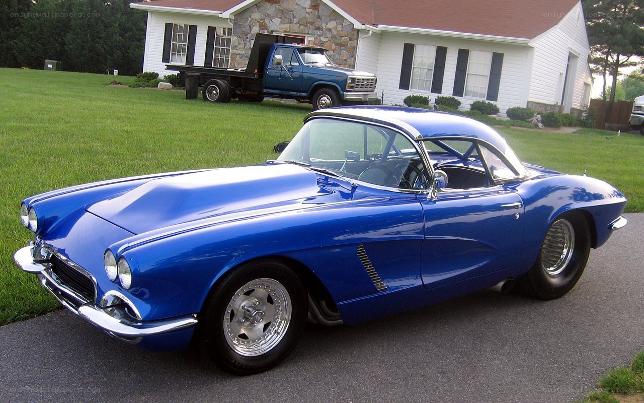 blue classic corvette car