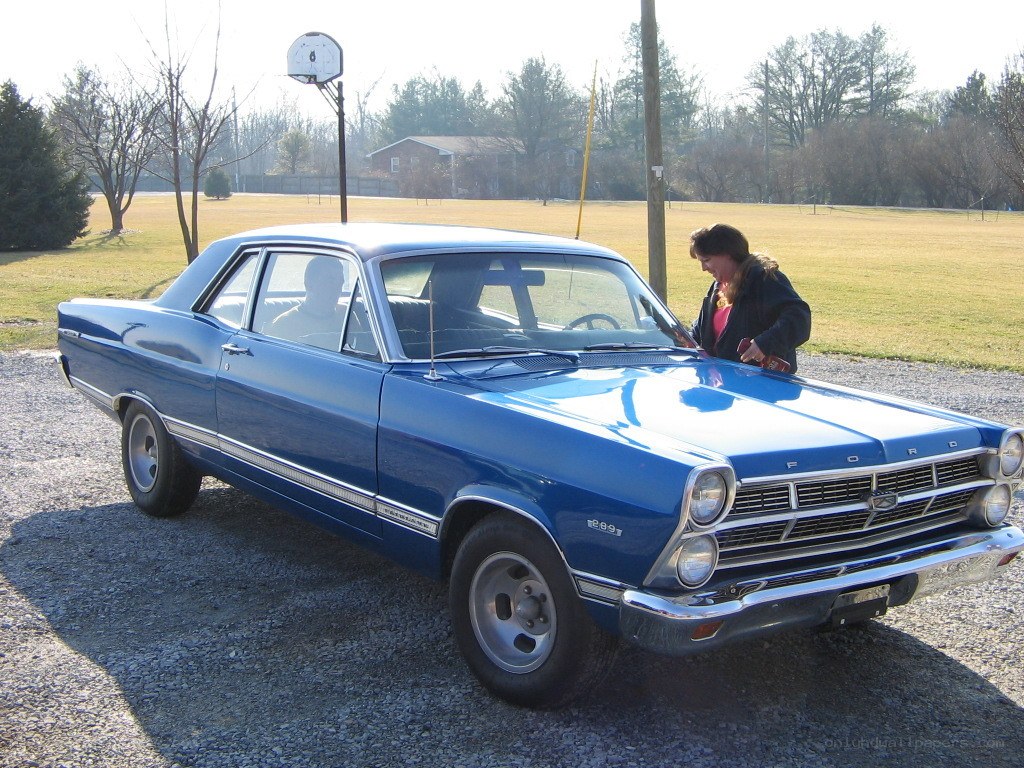Blue classic Ford car