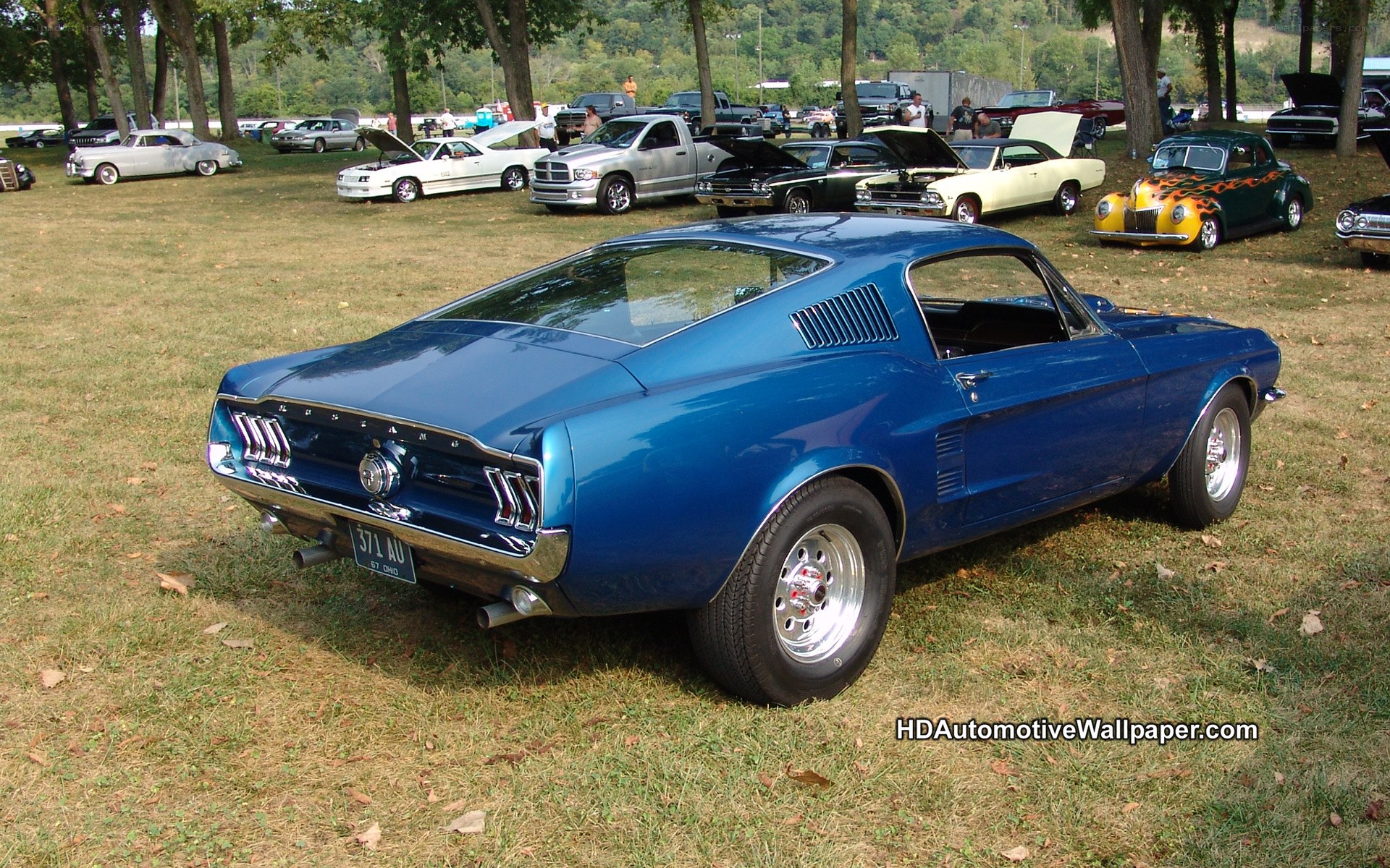 Blue classic Ford Mustang