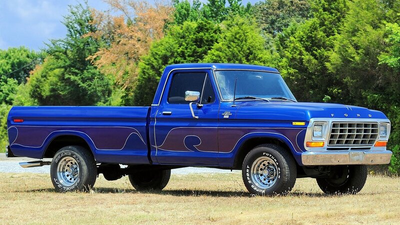 Blue classic Ford pickup truck