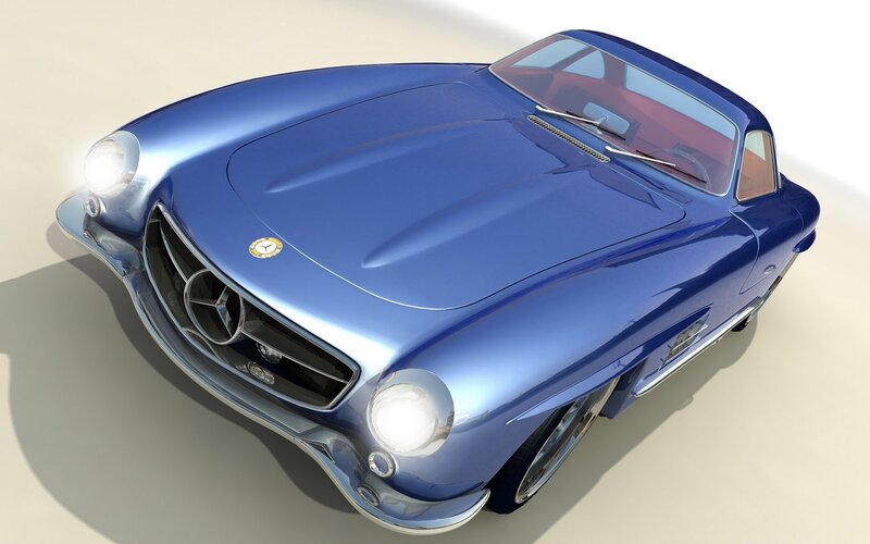 Blue classic Mercedes-Benz car