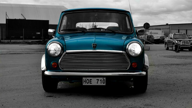 Blue Classic Mini Car — Dramatic