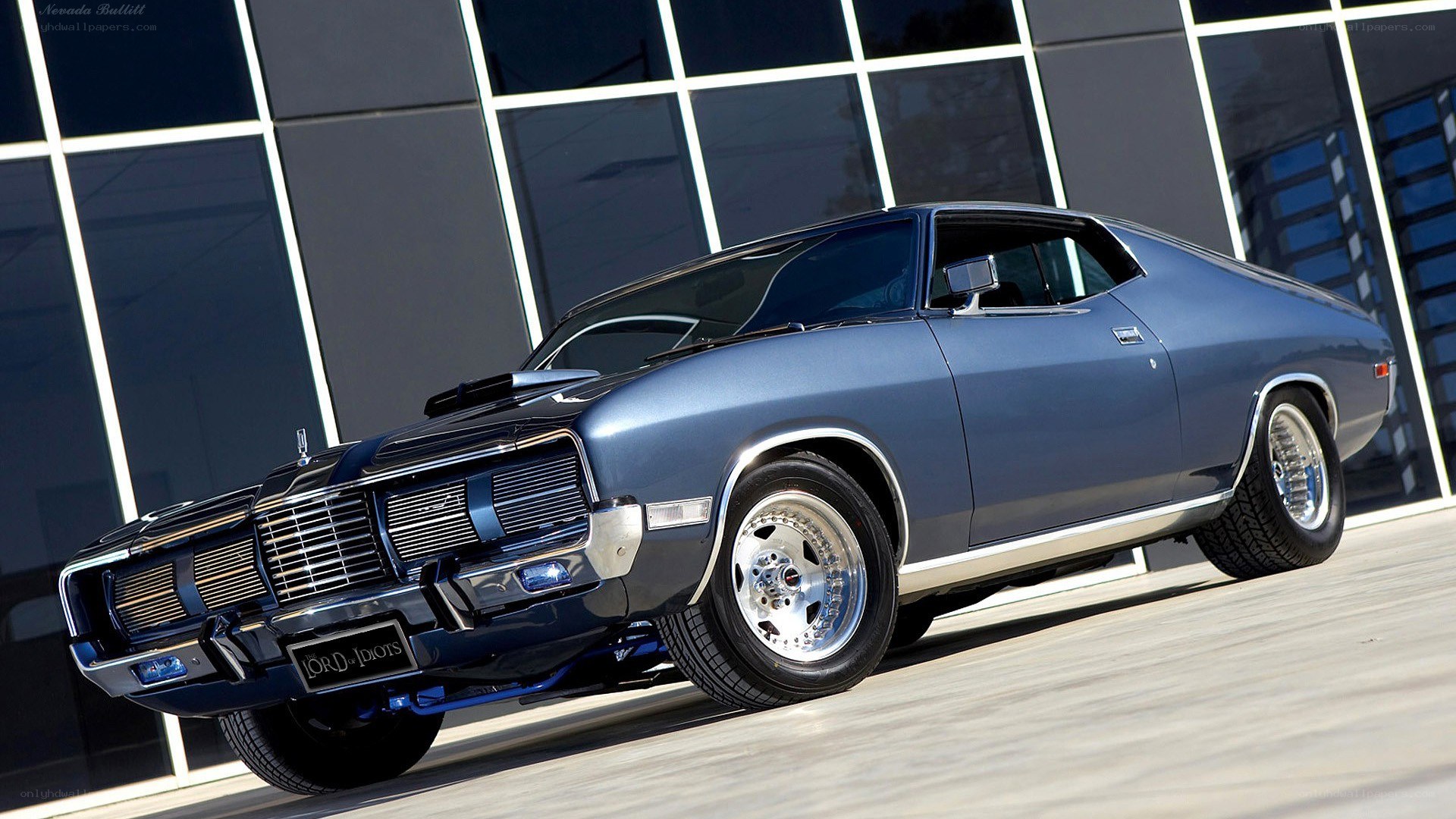 blue classic muscle car