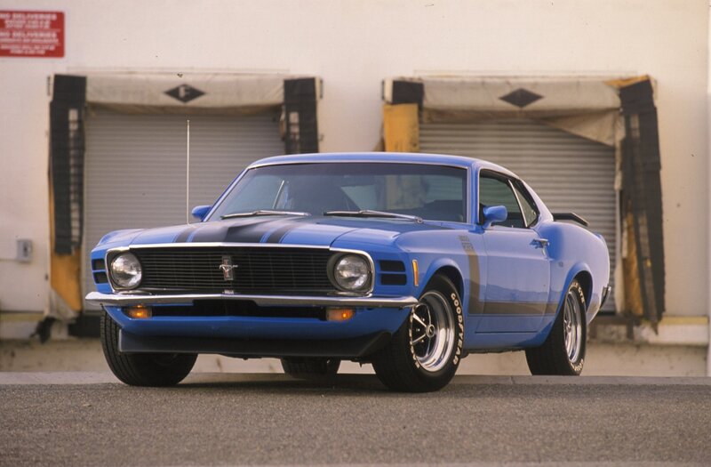 Blue classic muscle car