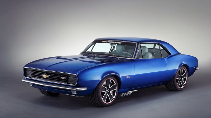 Blue classic muscle car
