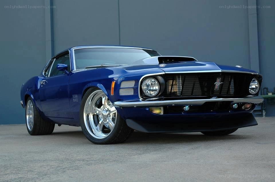 blue classic muscle car