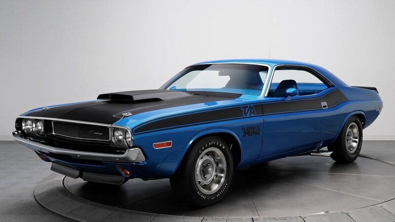 Blue classic muscle car