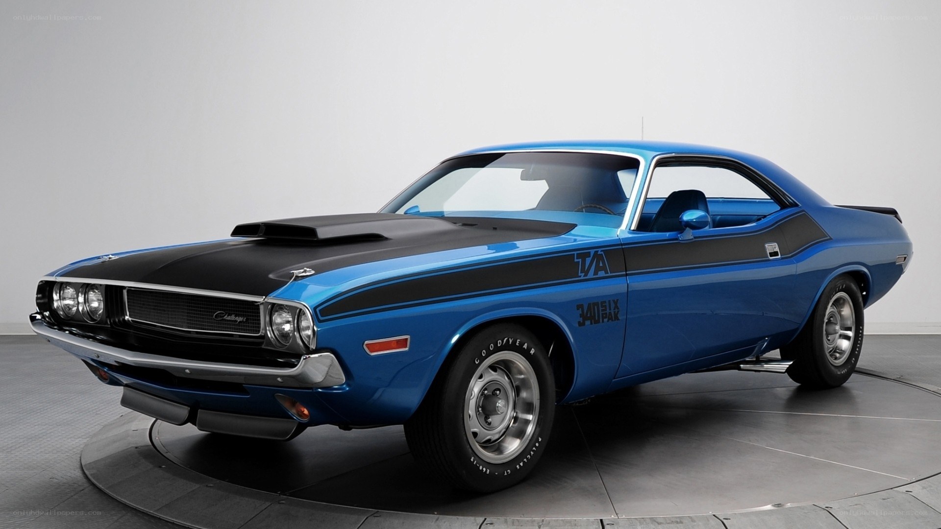 Blue classic muscle car