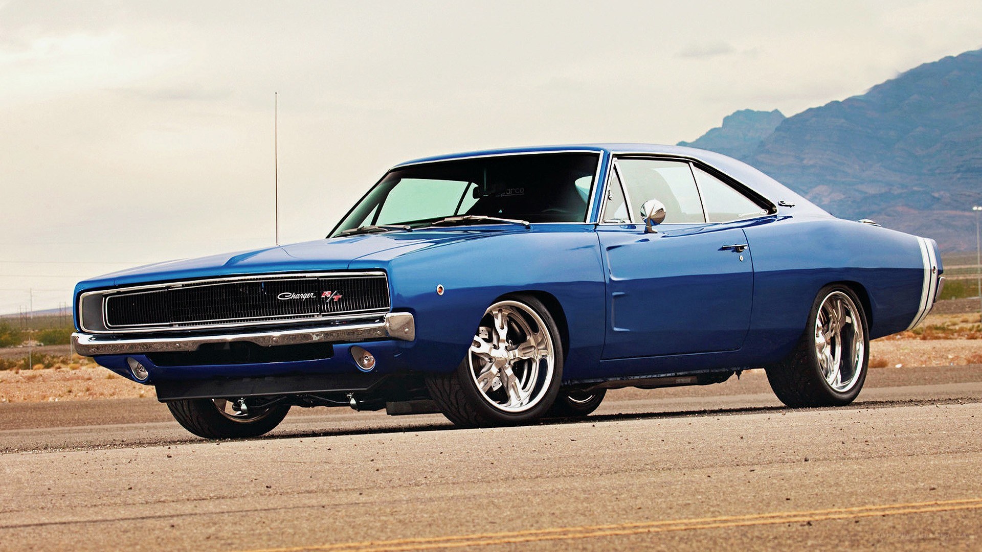 Blue classic muscle car