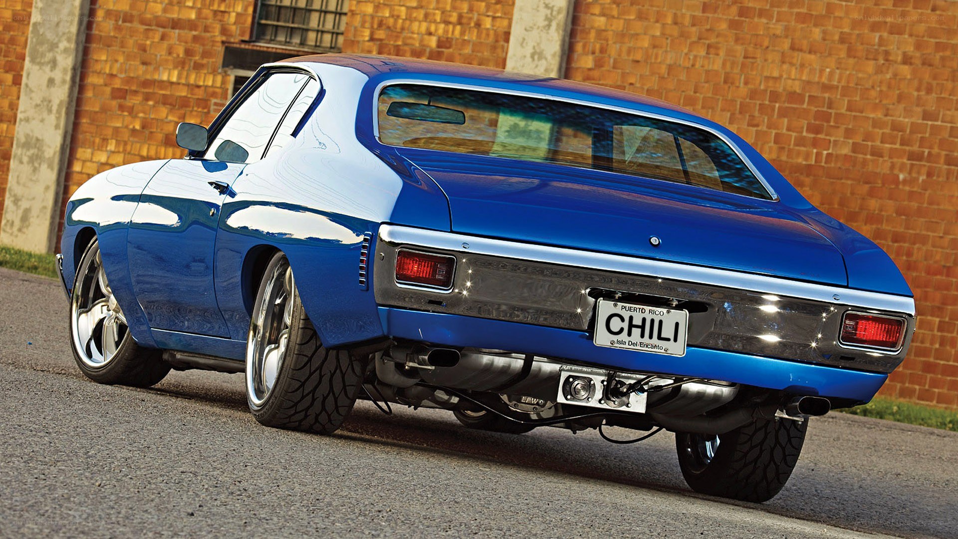 blue classic muscle car