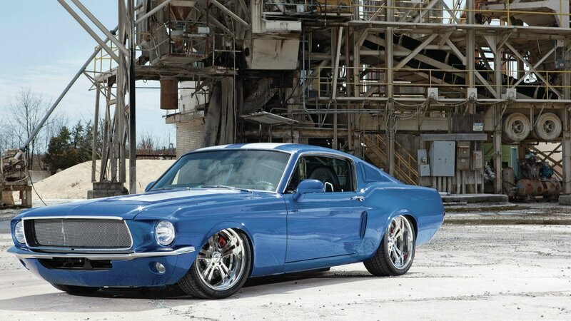 Blue classic muscle car