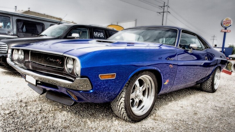 Blue classic muscle car