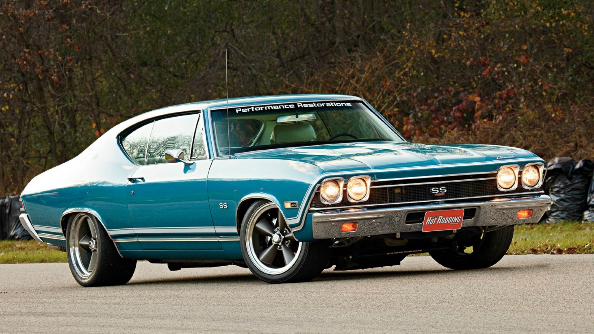 Blue classic muscle car