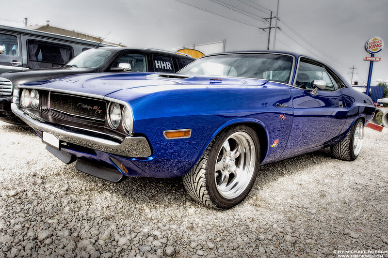 Blue classic muscle car