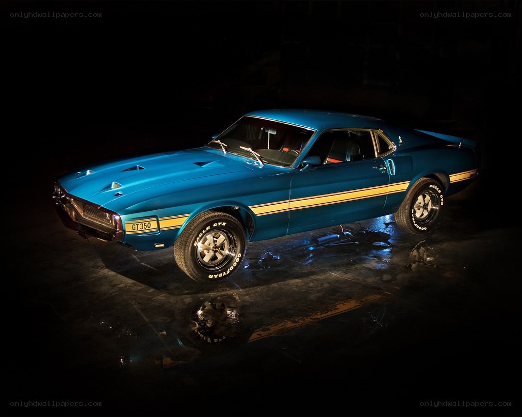 Blue classic muscle car