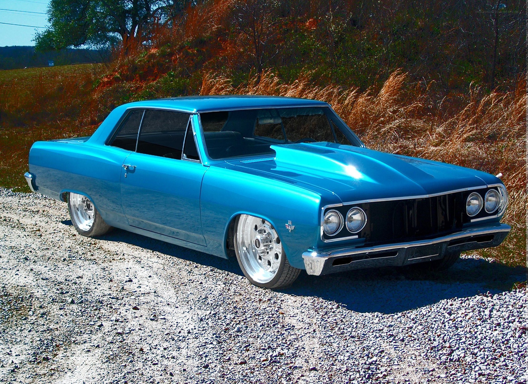 blue classic muscle car