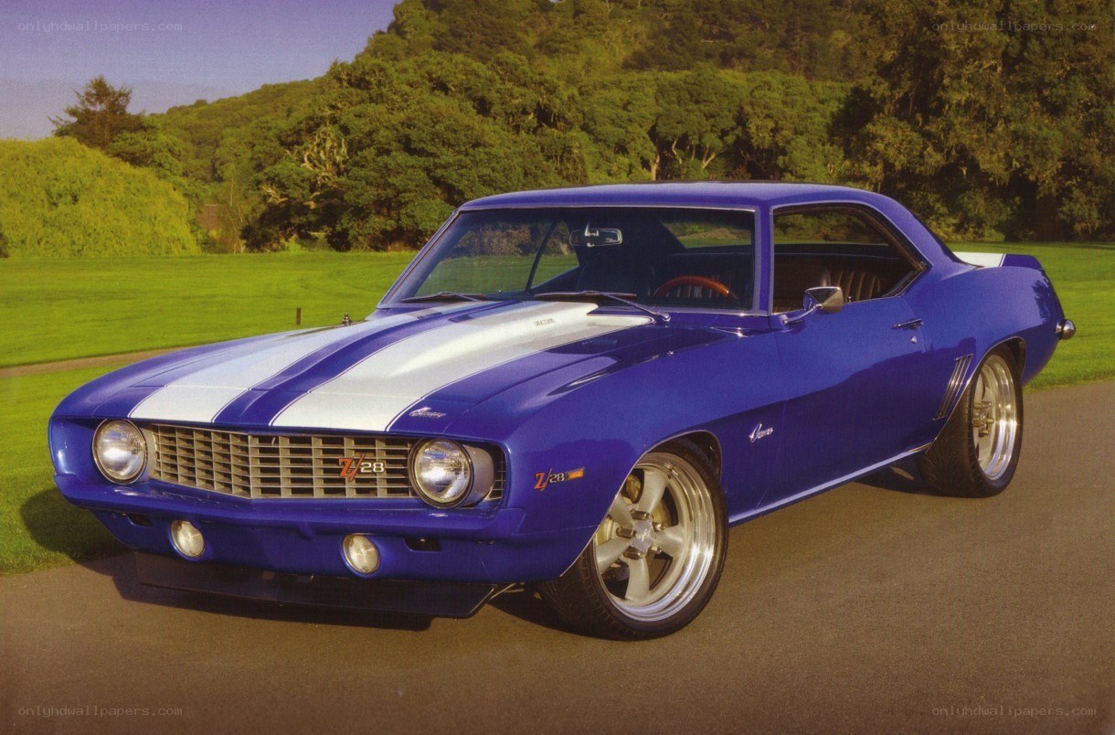 Blue classic muscle car