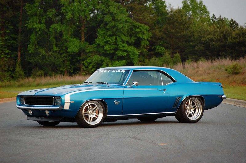 Blue classic muscle car